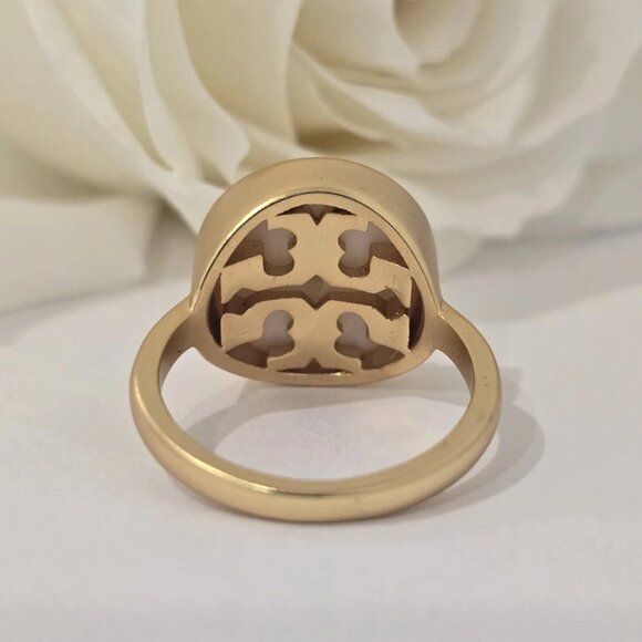 Tory Burch Mother Of Pearl And Logo Ring Size 7 - Picture 9 of 12